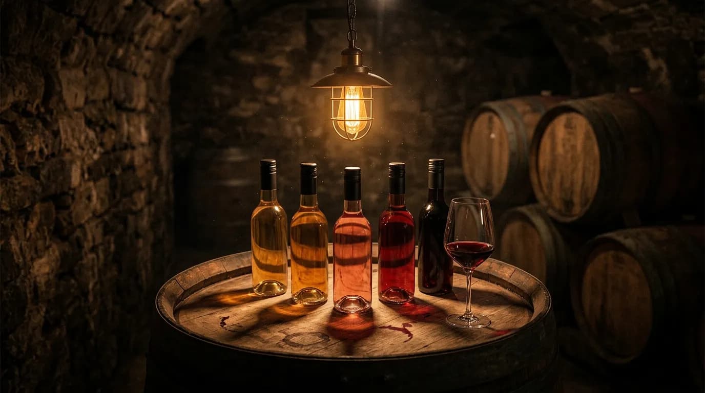 Barrel sample wines in a cellar